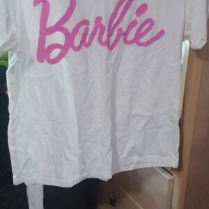 Barbie Kids Tee with Pink Logo on White